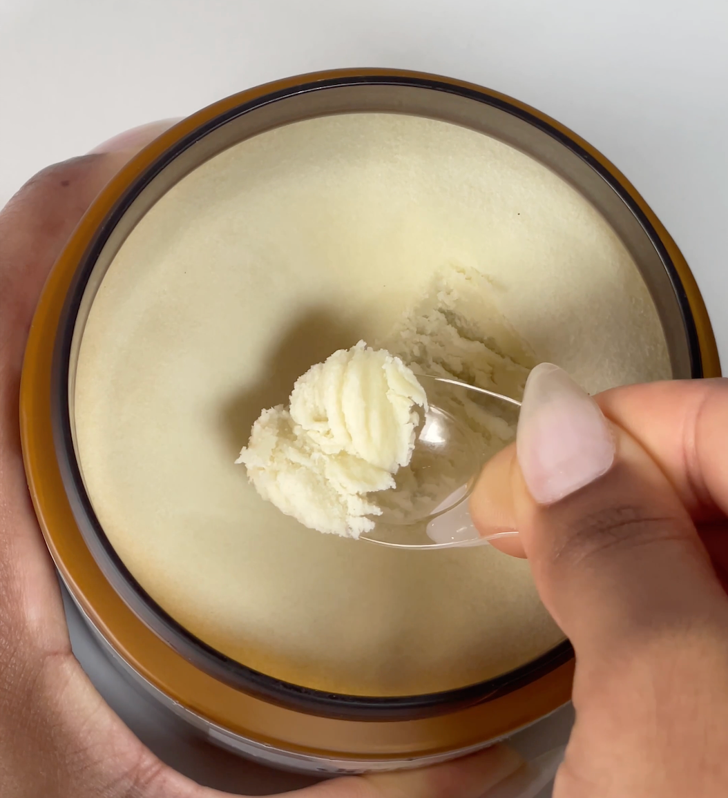 Video showing Motherland Organics raw, unrefined shea butter being gently applied to skin — a deeply nourishing, organic body butter ideal for dry, sensitive, and eczema-prone skin. This vegan, natural shea butter moisturiser melts effortlessly to restore hydration, promote a healthy glow, and improve skin texture.